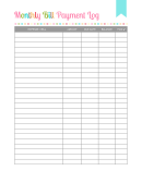 Monthly Bill Payment Log
