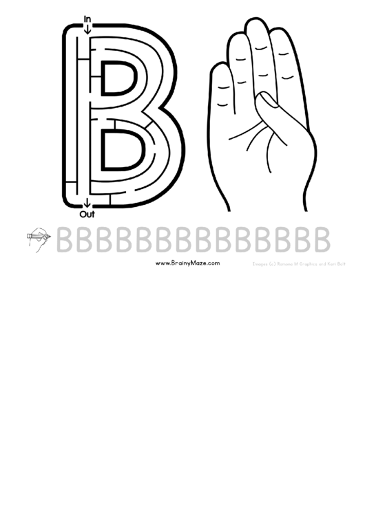 Sign Language Letter - B Printable pdf