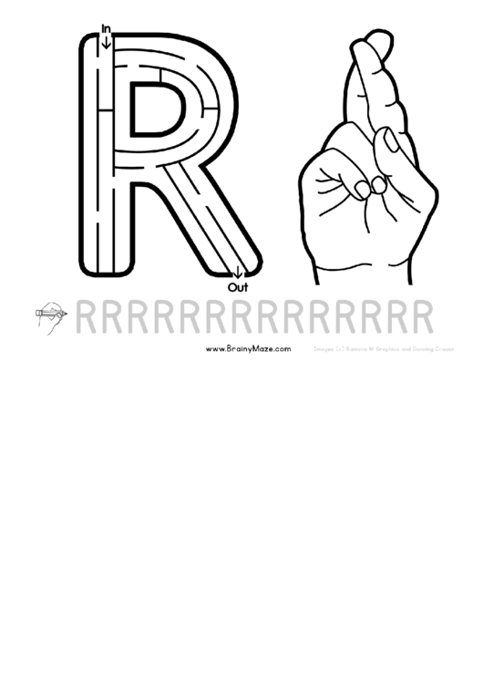 Sign Language Letter - R Printable pdf