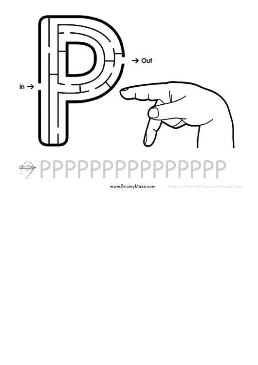 Sign Language Letter - P Printable pdf