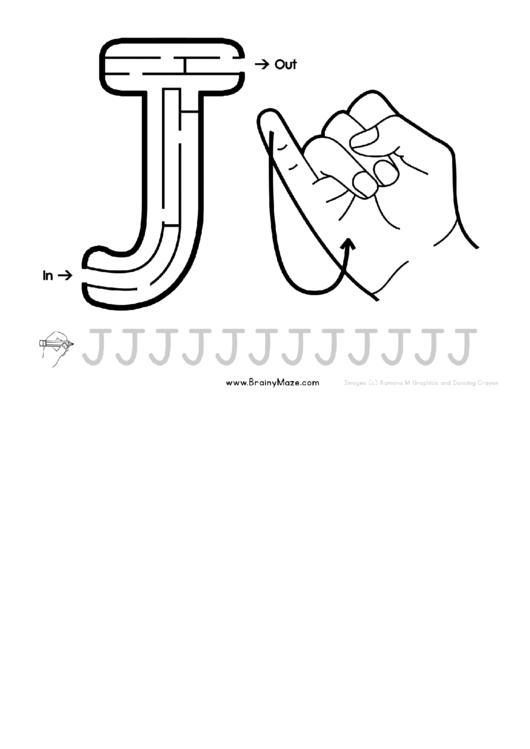 Sign Language Letter - J Printable pdf