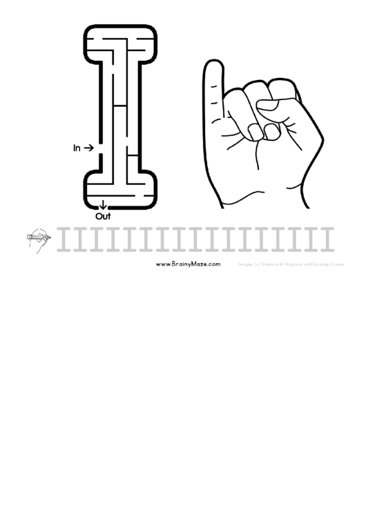 Sign Language Letter - I Printable pdf