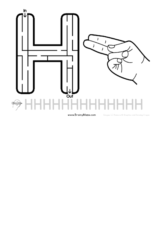 Sign Language Letter - H Printable pdf