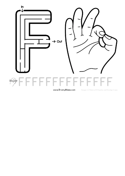 Sign Language Letter - F Printable pdf
