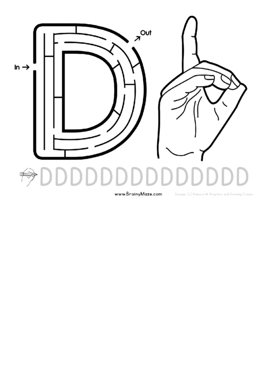 Sign Language Letter - D Printable pdf