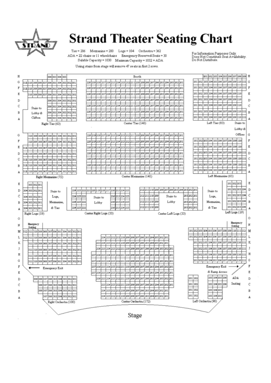 Strand Theatre Seating Chart printable pdf download
