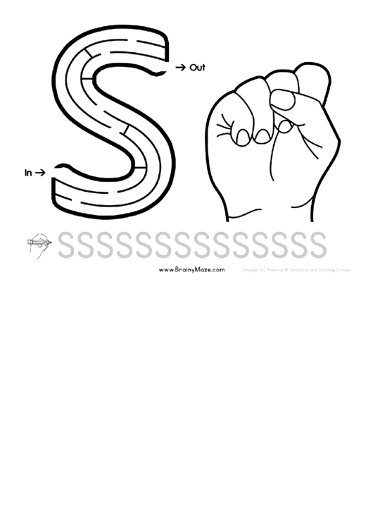 Sign Language Letter - S Printable pdf