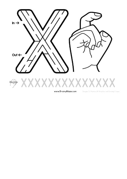 Sign Language Letter - X Printable pdf