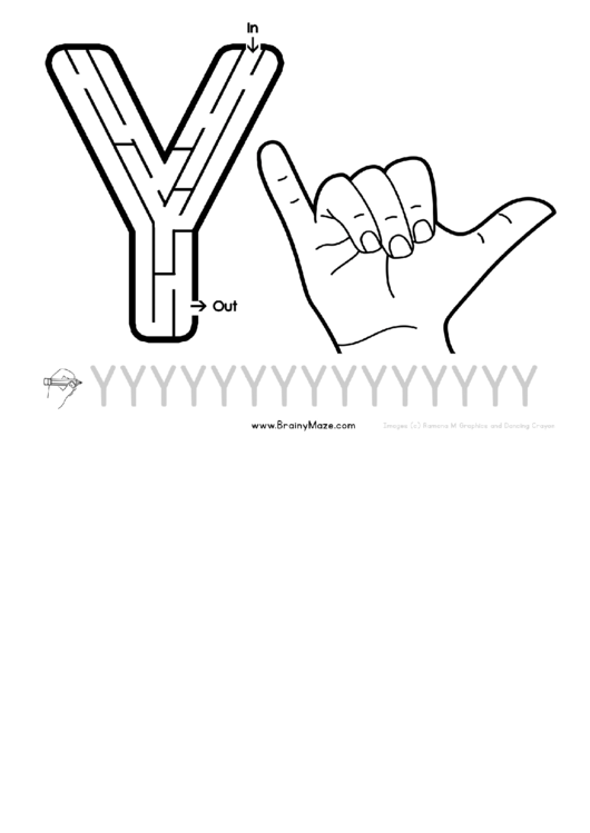 Sign Language Letter - Y Printable pdf