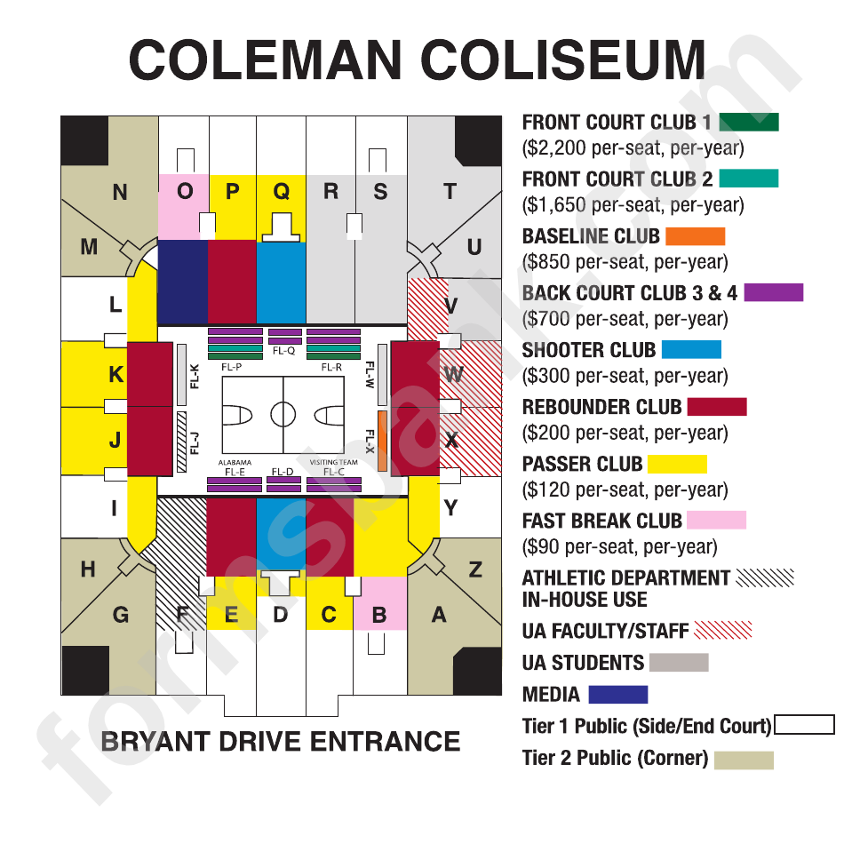 Seating Chart Coleman Coliseum