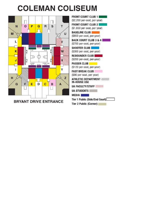 Seating Chart Coleman Coliseum Printable pdf