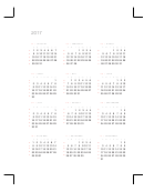 2017 Yearly Calendar - Small, Portrait