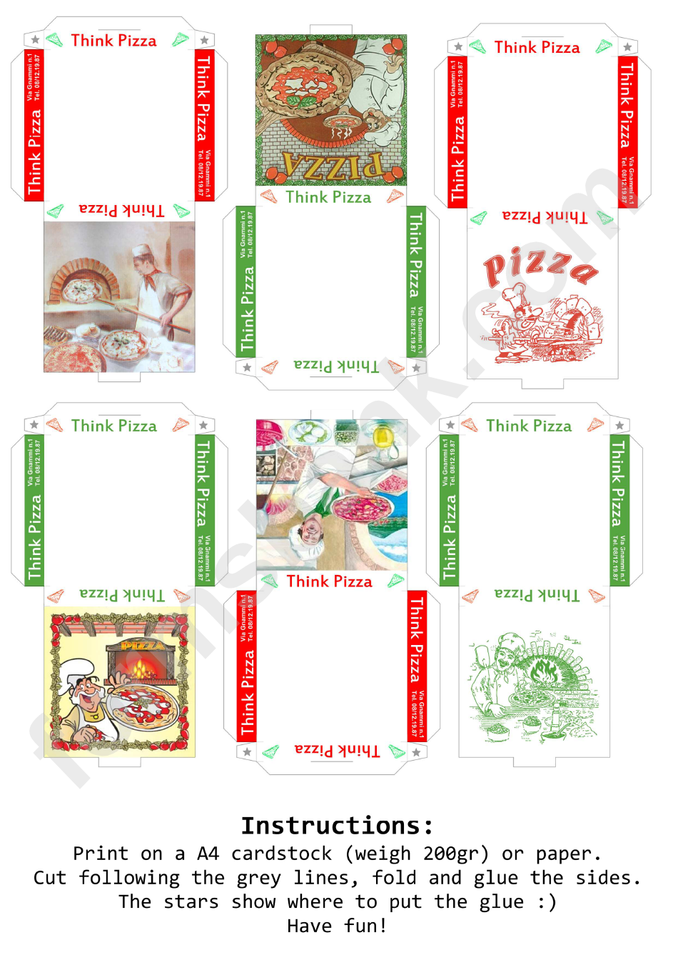 Pizza Box Template Printable Pdf Download