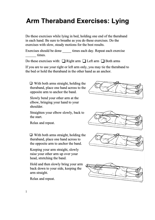 Arm Theraband Exercises: Lying Somali Printable pdf