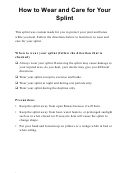 How To Wear And Care For Your Splint Russian Printable pdf