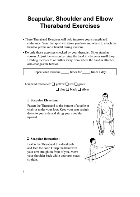 Scapular Shoulder And Elbow Theraband Exercises - Somali Printable pdf