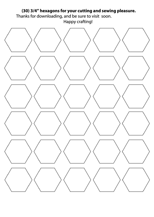 30 3/4 Hexagons Sewing Template Printable pdf