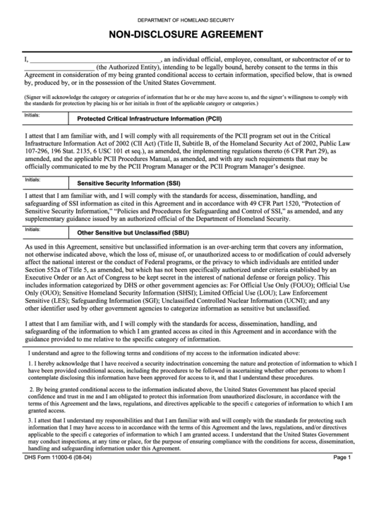 department-of-homeland-security-non-disclosure-agreement-printable-pdf