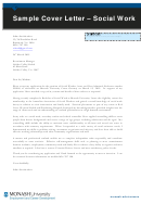 Sample Cover Letter - Social Work Printable pdf