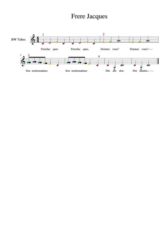 Frere Jacques Piano Sheet Music Printable pdf