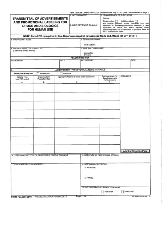 Fda Form 2253 Printable pdf