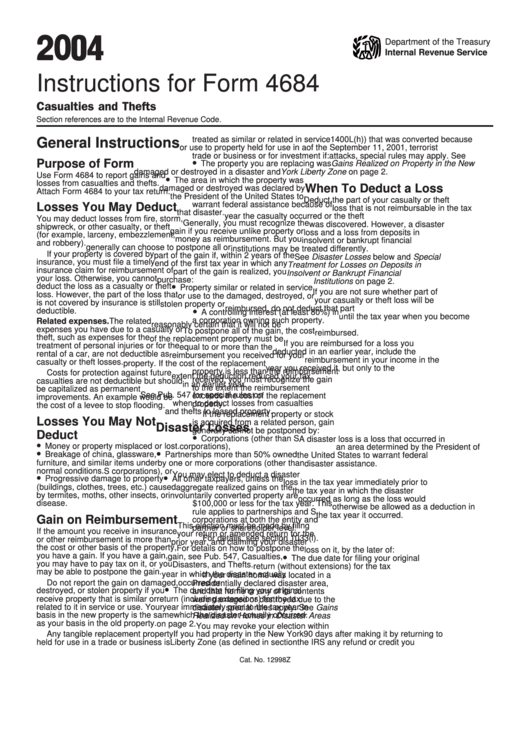 2004 Instructions For Form 4684 Printable Pdf Download