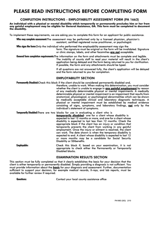 Employability Assessment Form Printable pdf