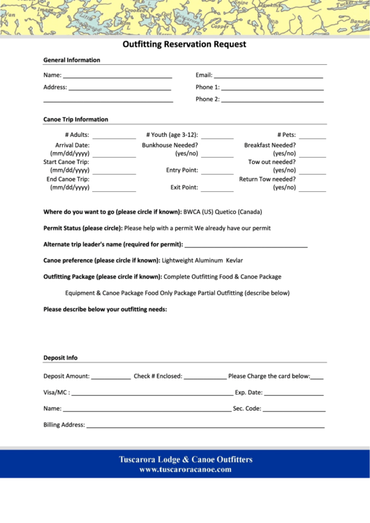 Outfitting Reservation Request Printable pdf