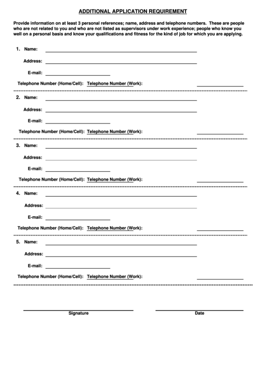 Personal Reference Sample List Printable pdf