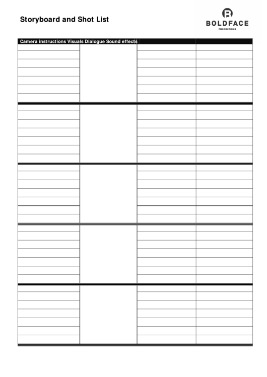 Storyboard And Shot List Template