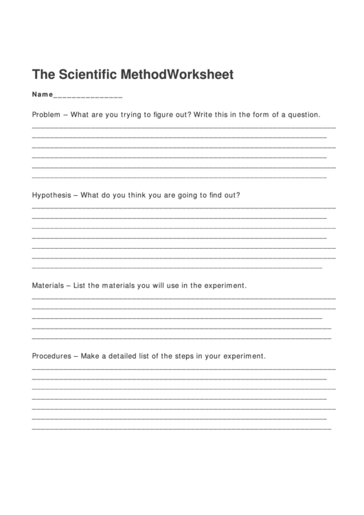 Scientific Method Worksheet Form Printable pdf