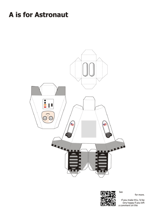 A Is For Astronaut Papercraft Printable pdf
