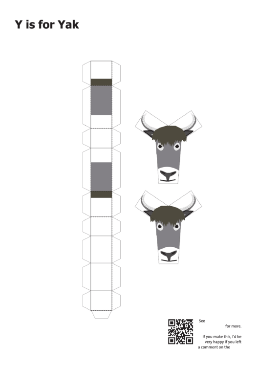 Y Is For Yak Papercraft Printable pdf