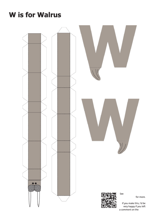 W Is For Walrus Papercraft Printable pdf