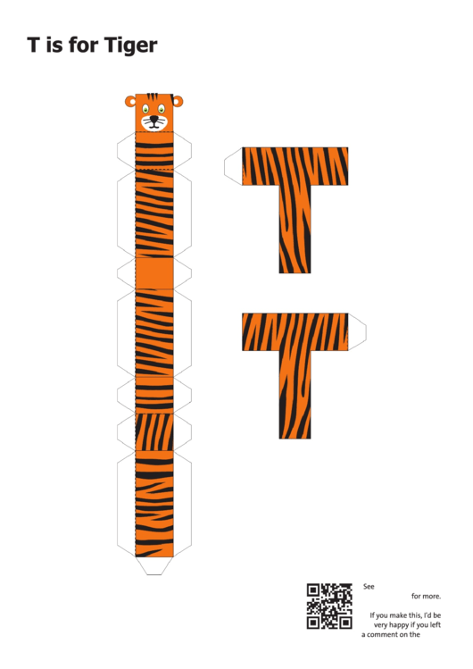 T Is For Tiger Papercraft Printable pdf