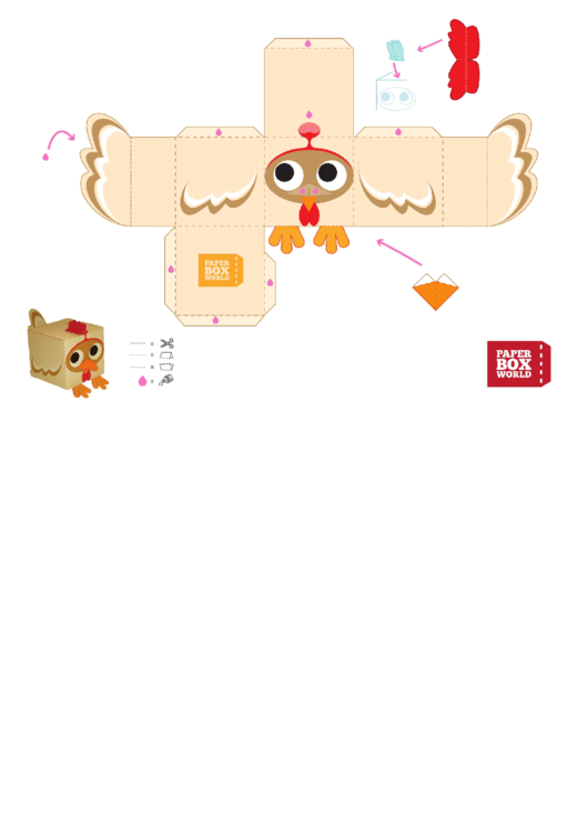 Chicken Paper Toy Box Template Printable pdf