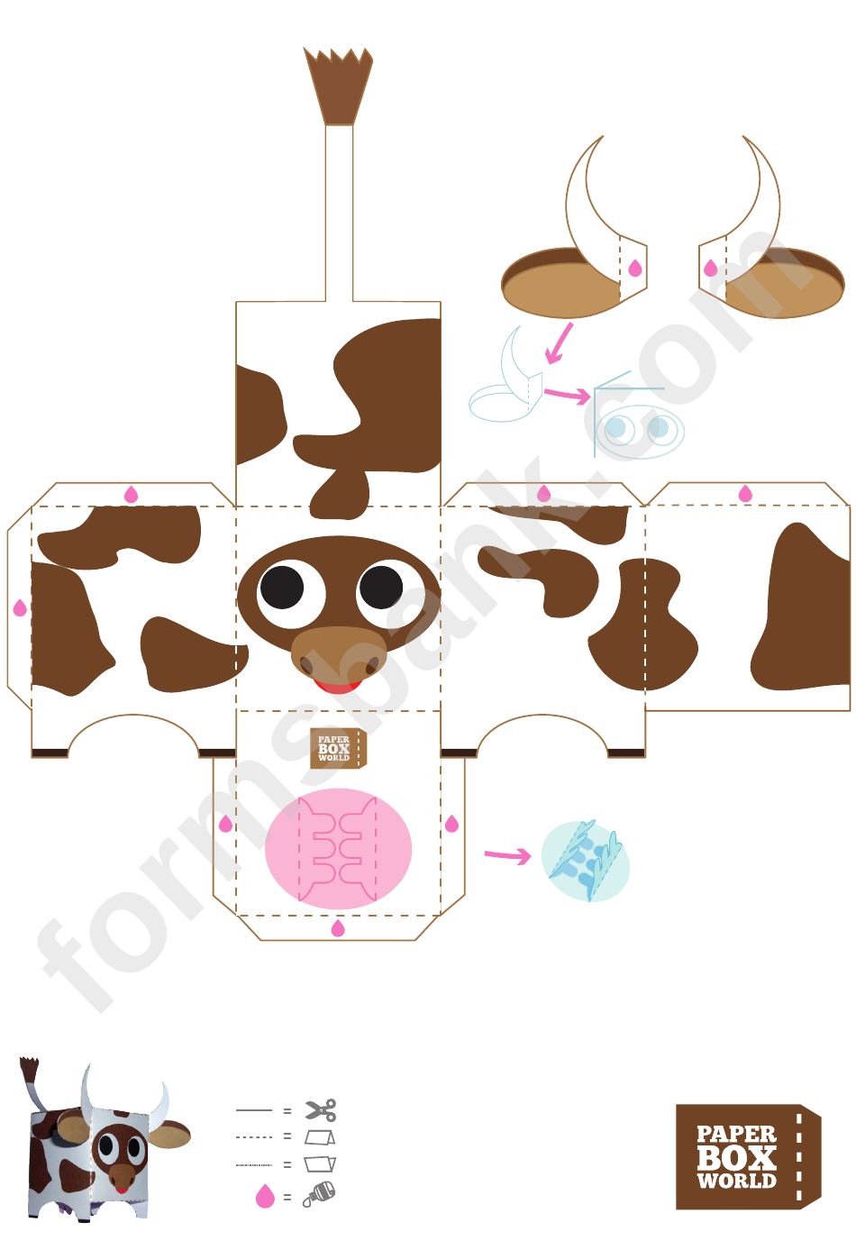 Cow Paper Toy Box Template