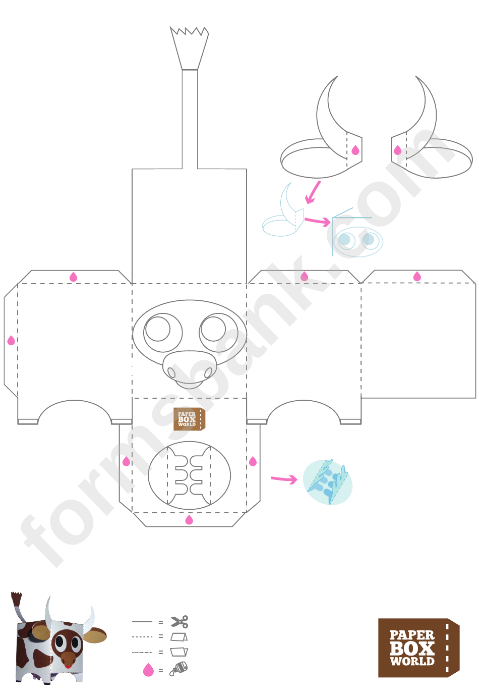 Cow Paper Toy Box Template