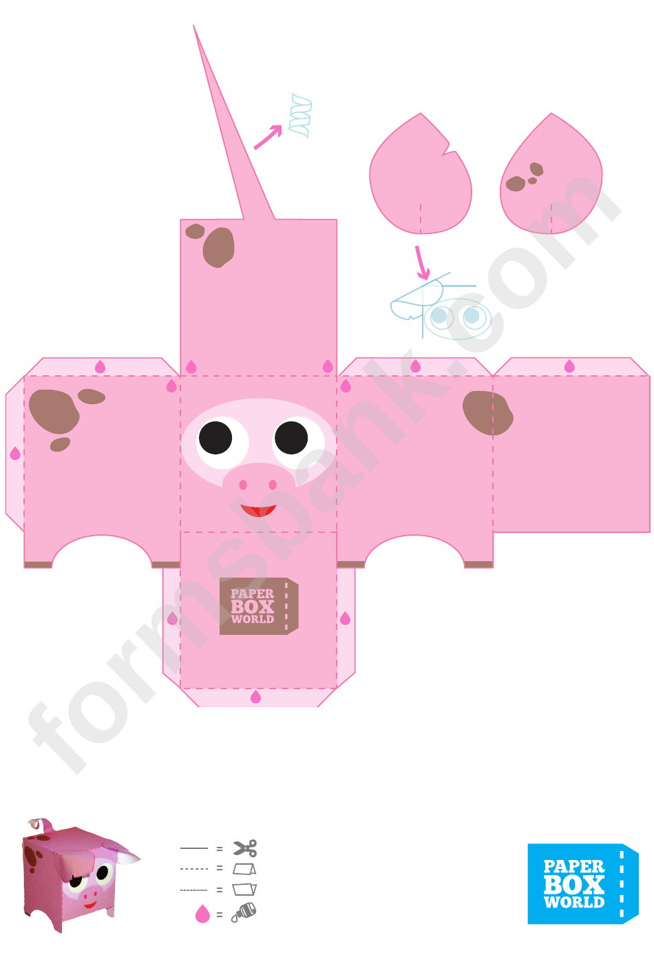 Pig Paper Toy Box Template