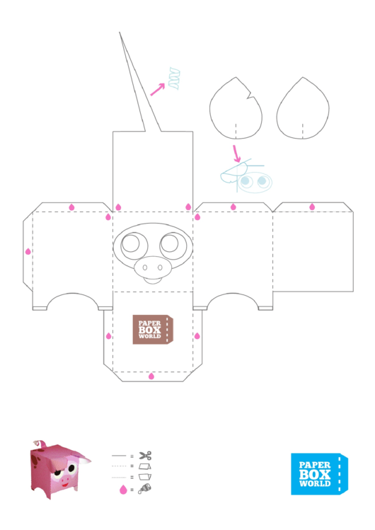 Pig Paper Toy Box Template Printable pdf