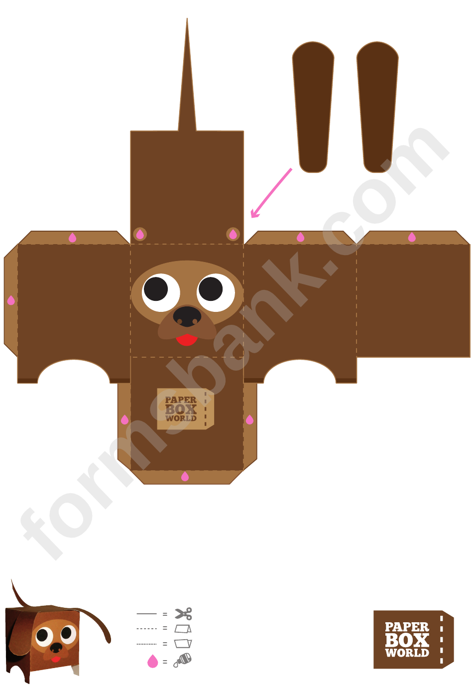 Dog Paper Toy Box Template