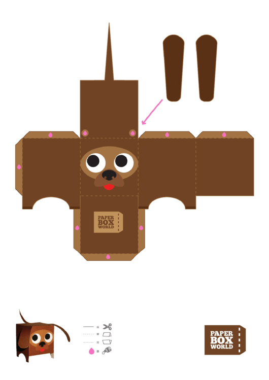 Dog Paper Toy Box Template Printable pdf