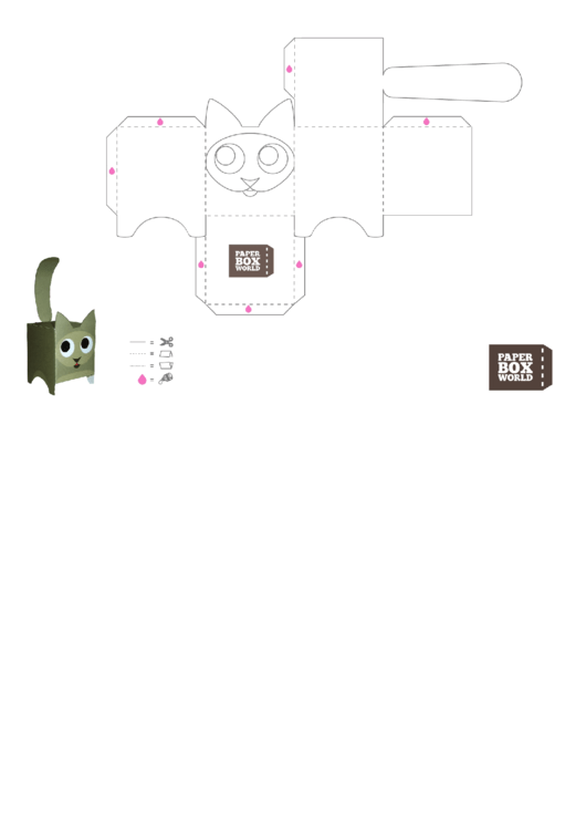 Cat Paper Toy Box Template Printable pdf