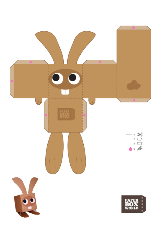 Rabbit Paper Toy Box Template Printable pdf