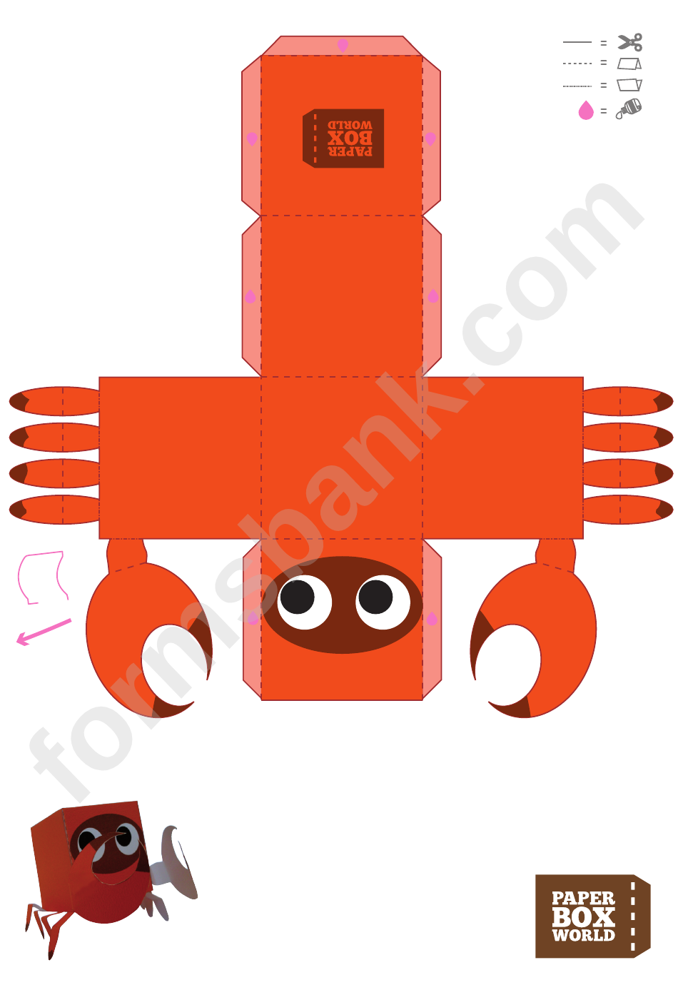 Crab Paper Toy Box Template