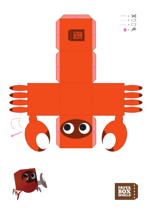 Crab Paper Toy Box Template Printable pdf