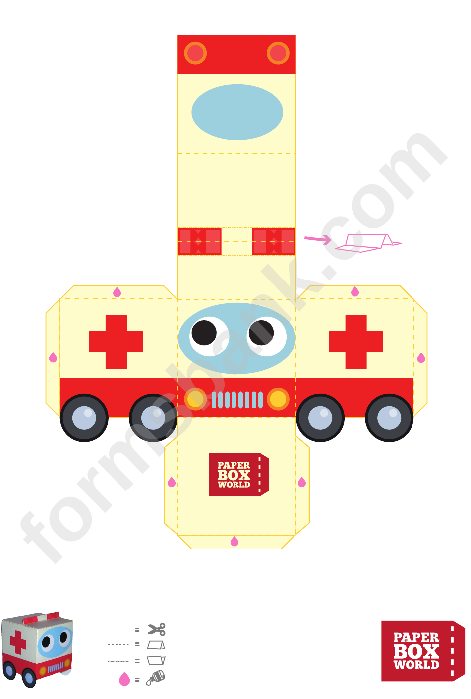 Ambulance Paper Toy Box Template