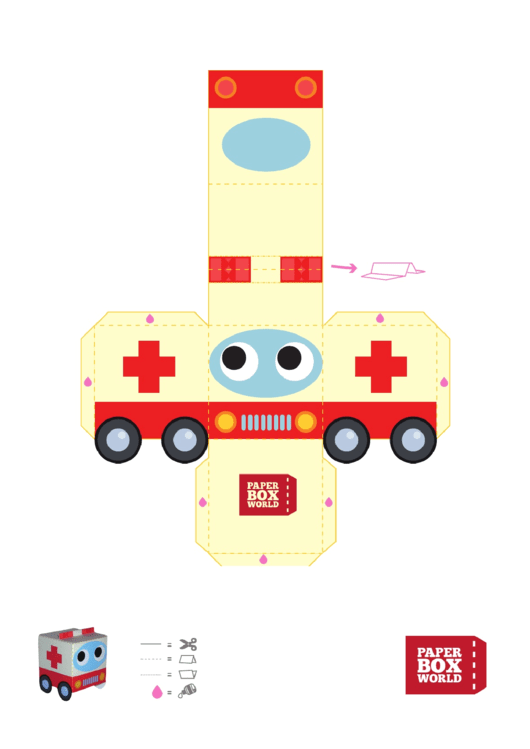 Ambulance Paper Toy Box Template Printable pdf