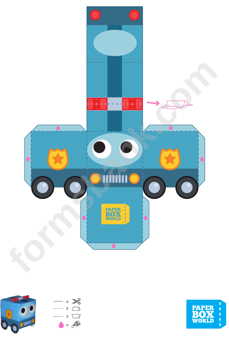 Police Car Paper Toy Box Template