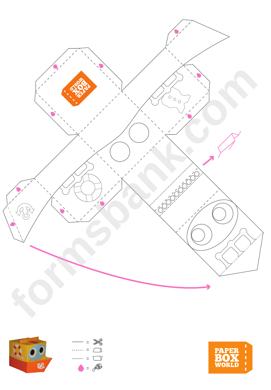 Boat Paper Toy Box Template